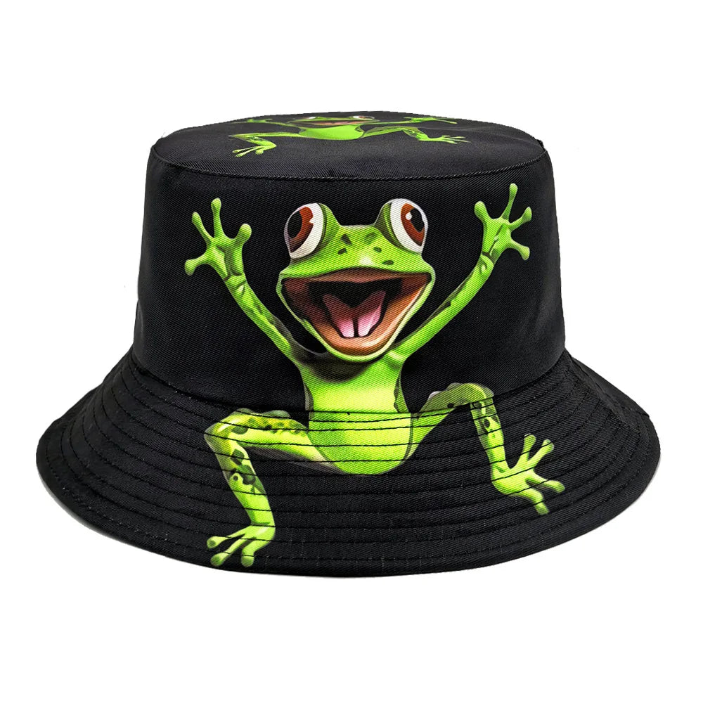 Double-sided Yellow Duck Print Pattern Panama Summer Sunscreen Fisherman Cap Bucket Hat