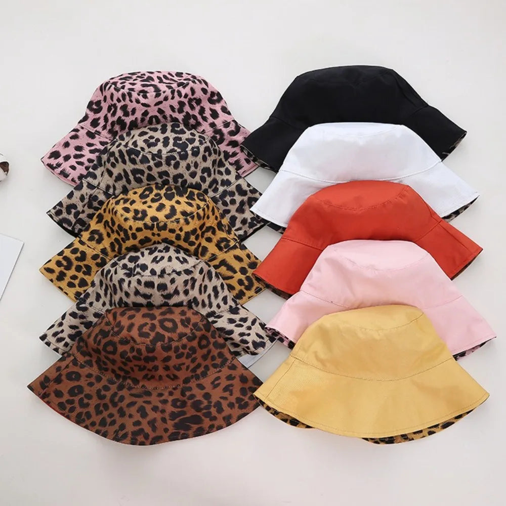New Versatile Casual Leopard Print Bucket Cotton Breathable Reversible Bucket Hat