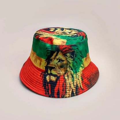 Print Lion Graffiti Letter Bucket Hats New Unisex Fisherman Caps