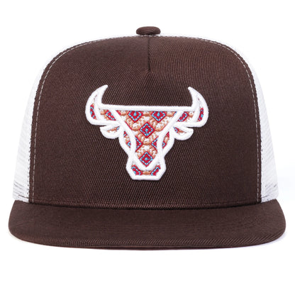 Unisex Ox Head Embroidery Hip-hop Net Hats Snapback Caps