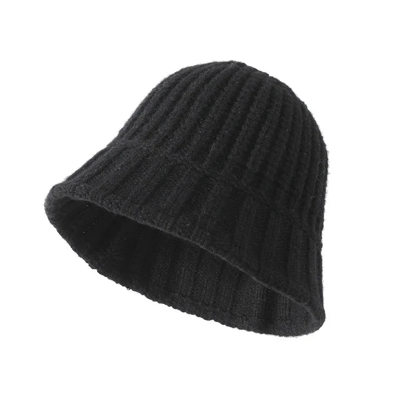 Knitted Bucket Hat Women Winter Autumn Wide brimmed Fisherman Cap