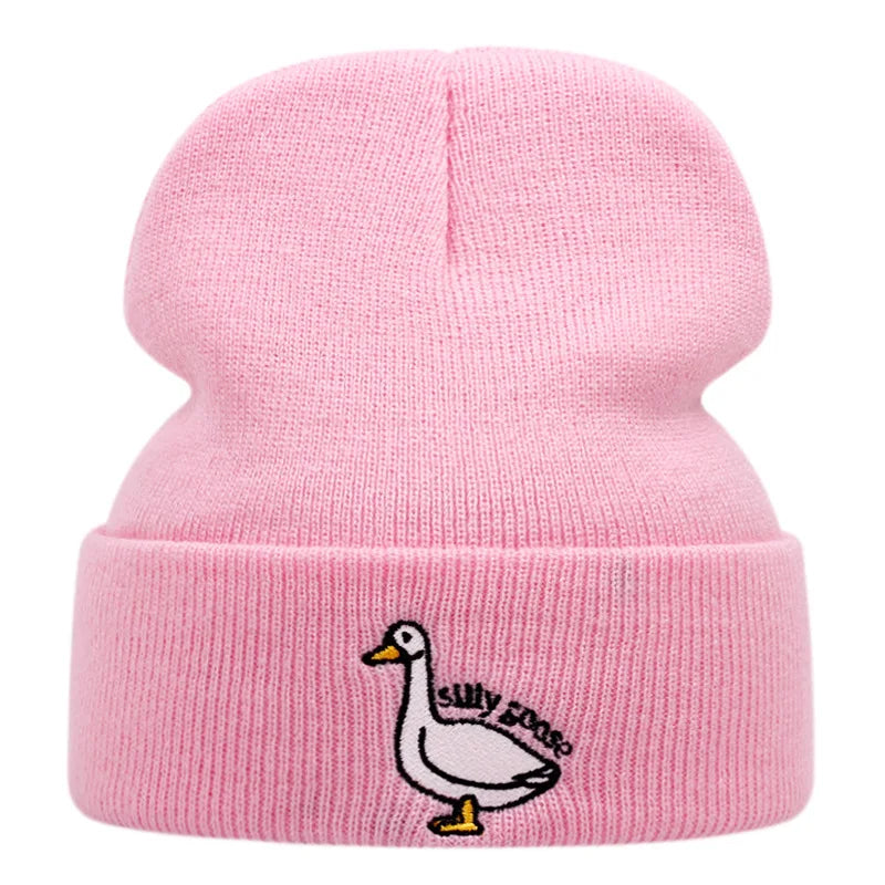 Cute Duck Embroidered Knitted Hat, Warm For Men and Women In Autumn And Winter