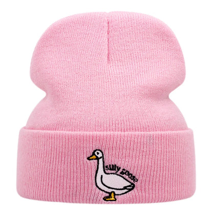 Cute Duck Embroidered Knitted Hat, Warm For Men and Women In Autumn And Winter