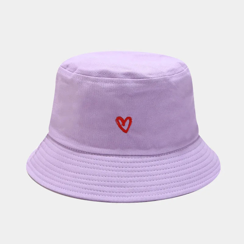 Love Embroidery Cotton Bucket Hat For Men And Women Beach