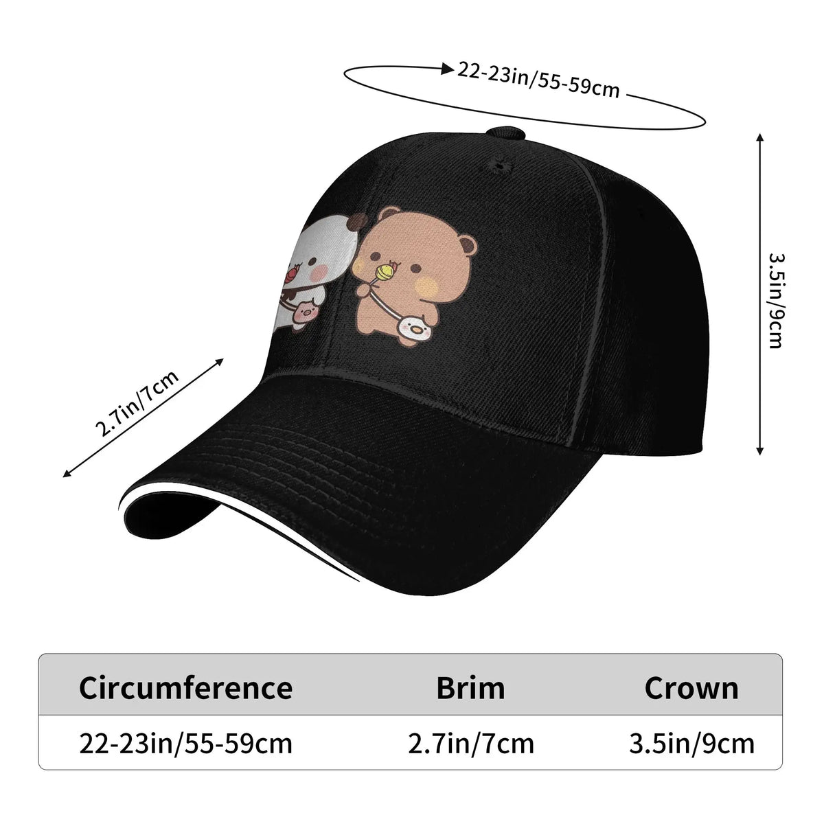 Bubu Dudu Panda And Brownie Bear Couple Baseball Cap