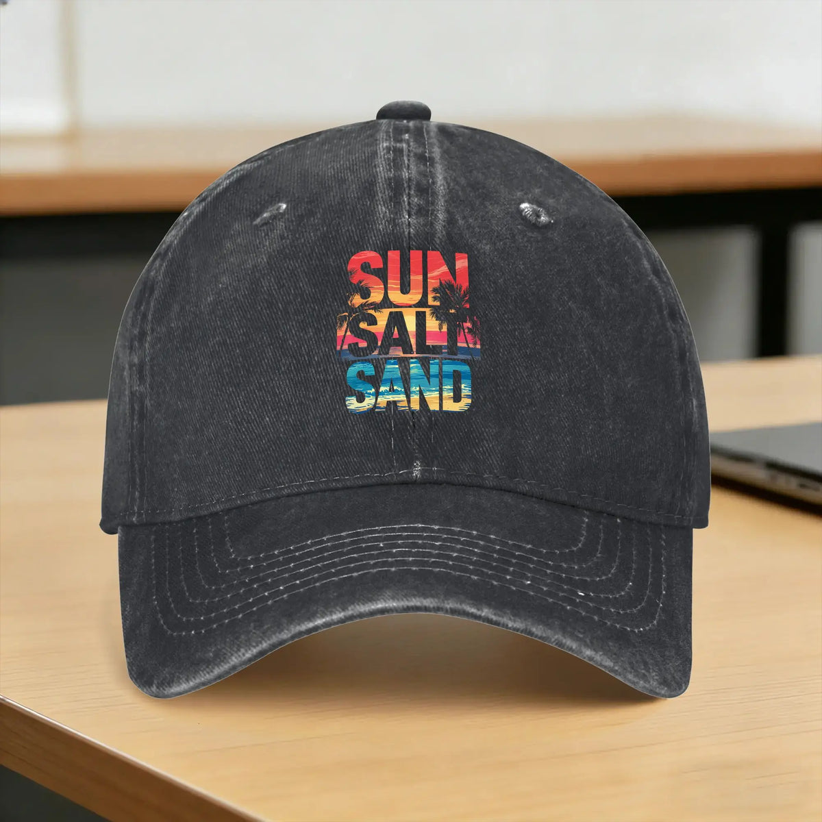 Baseball Cap Funny Sun Salt Sand Vacation Beach Vintage 70s Retro Cute Summer
