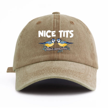 NICE TITS Print Washed Baseball Cap For Adults