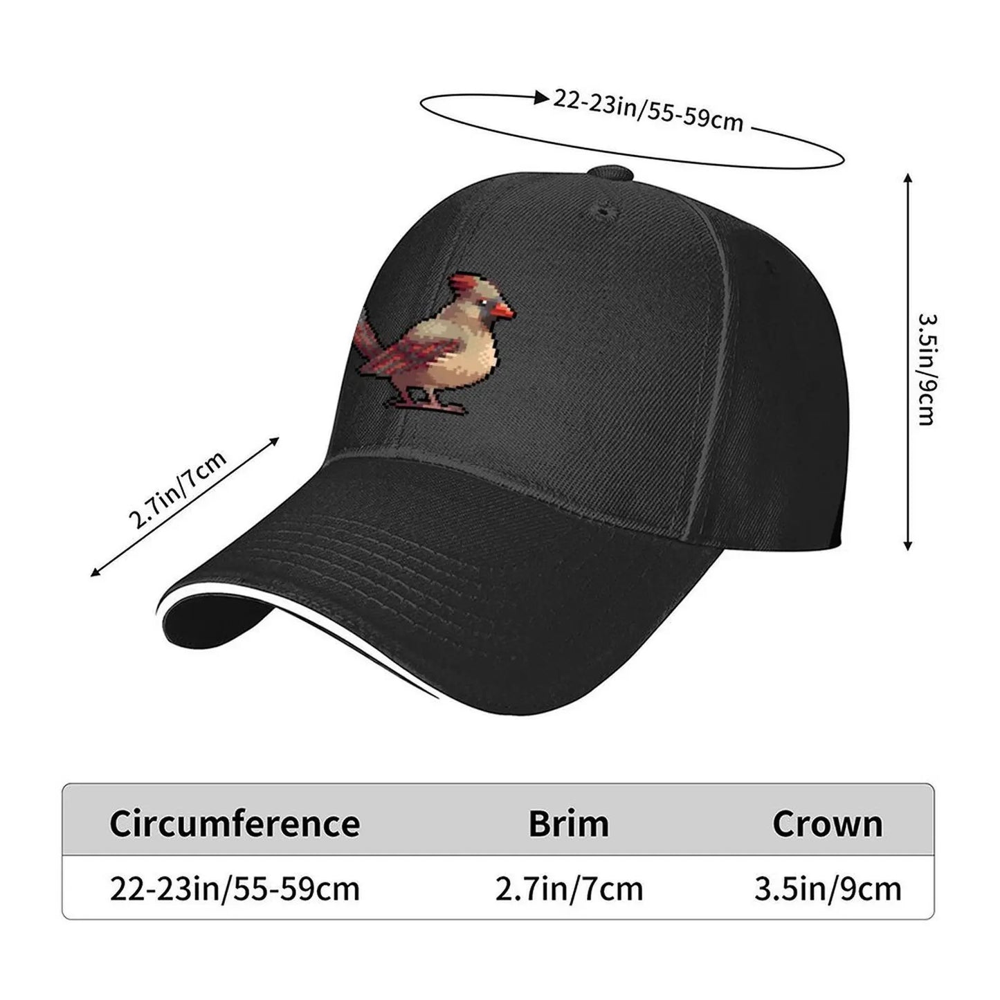 Pixel Northern Cardinal Baseball Cap