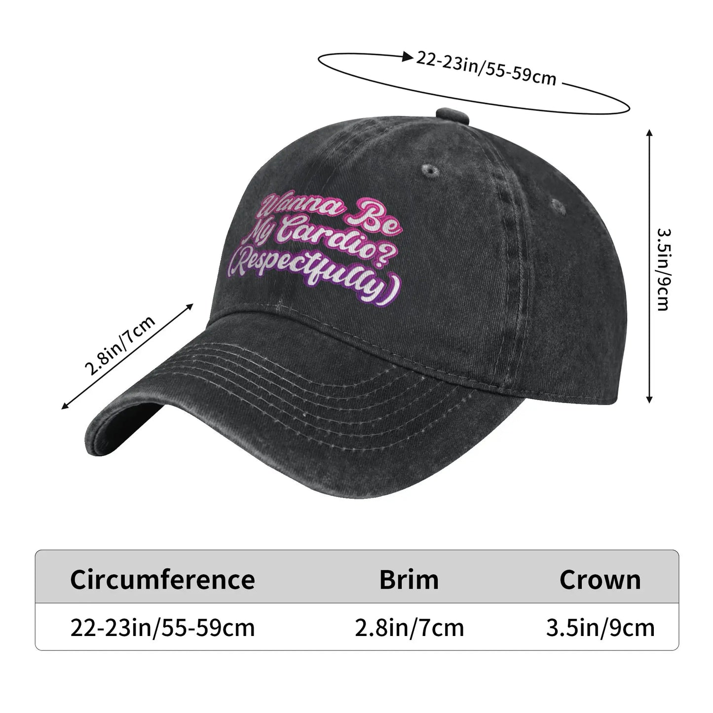Wanna Be My Cardio Respectfully Funny Workout Fitness Baseball Cap