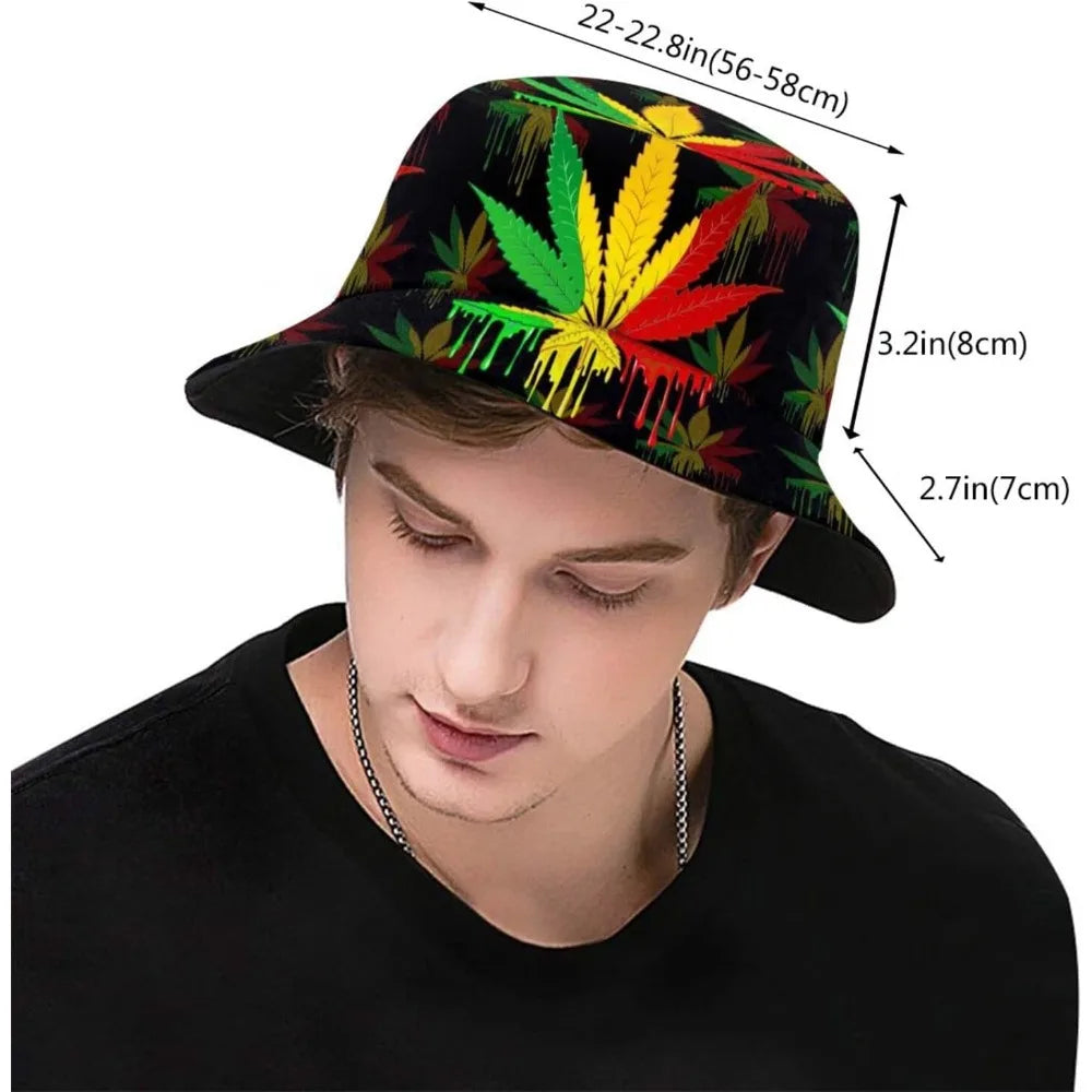 Jamaica Flag Jamaican Bucket Hat Wide Brim UV Protection Sun Hat