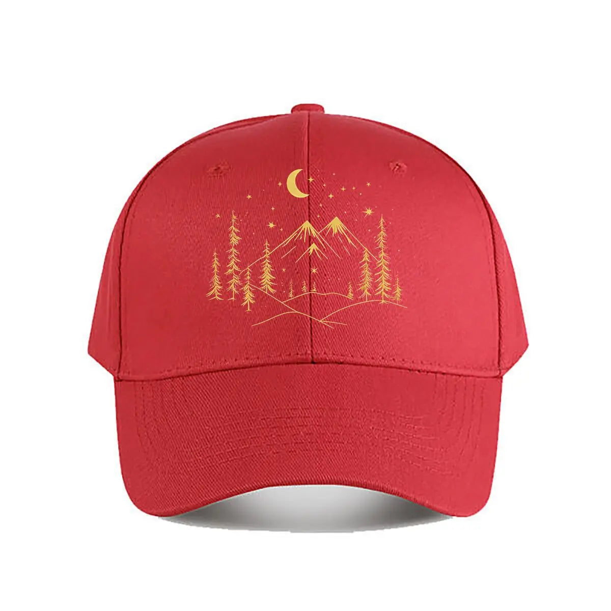 Pink Vintage Baseball Cap Mountain Moon Tree