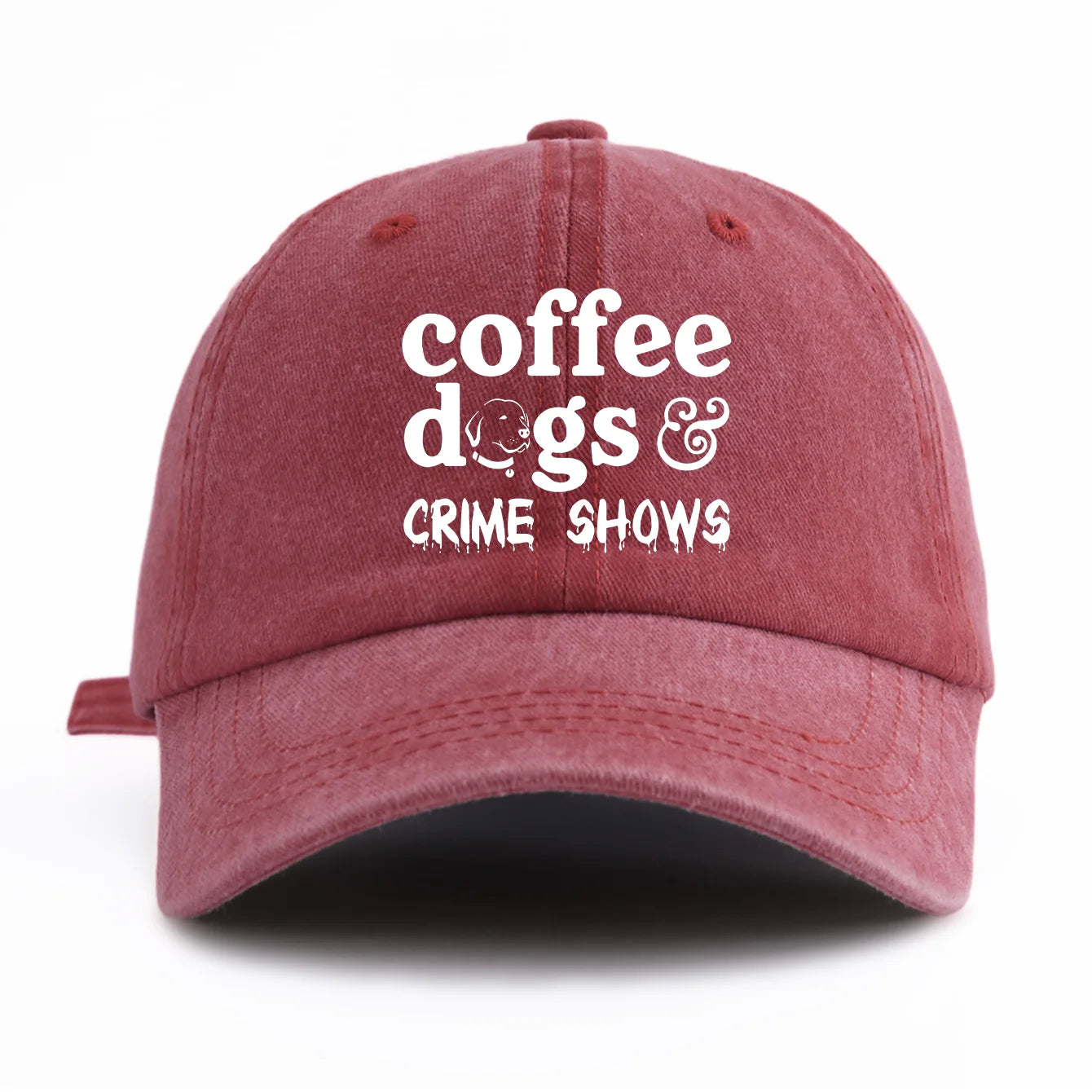 COFFEE DOGS Print Washed Baseball Cap For Adults