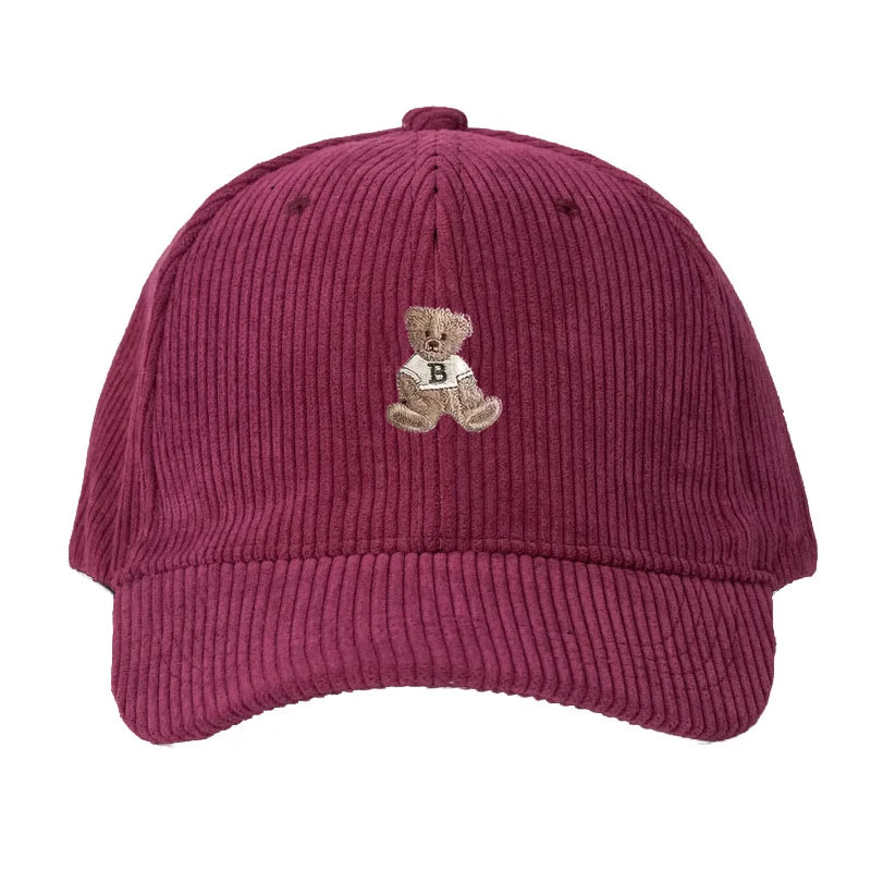 Corduroy Baseball Cap Men Women Teddy Bear Pattern Sun Protection Outdoor