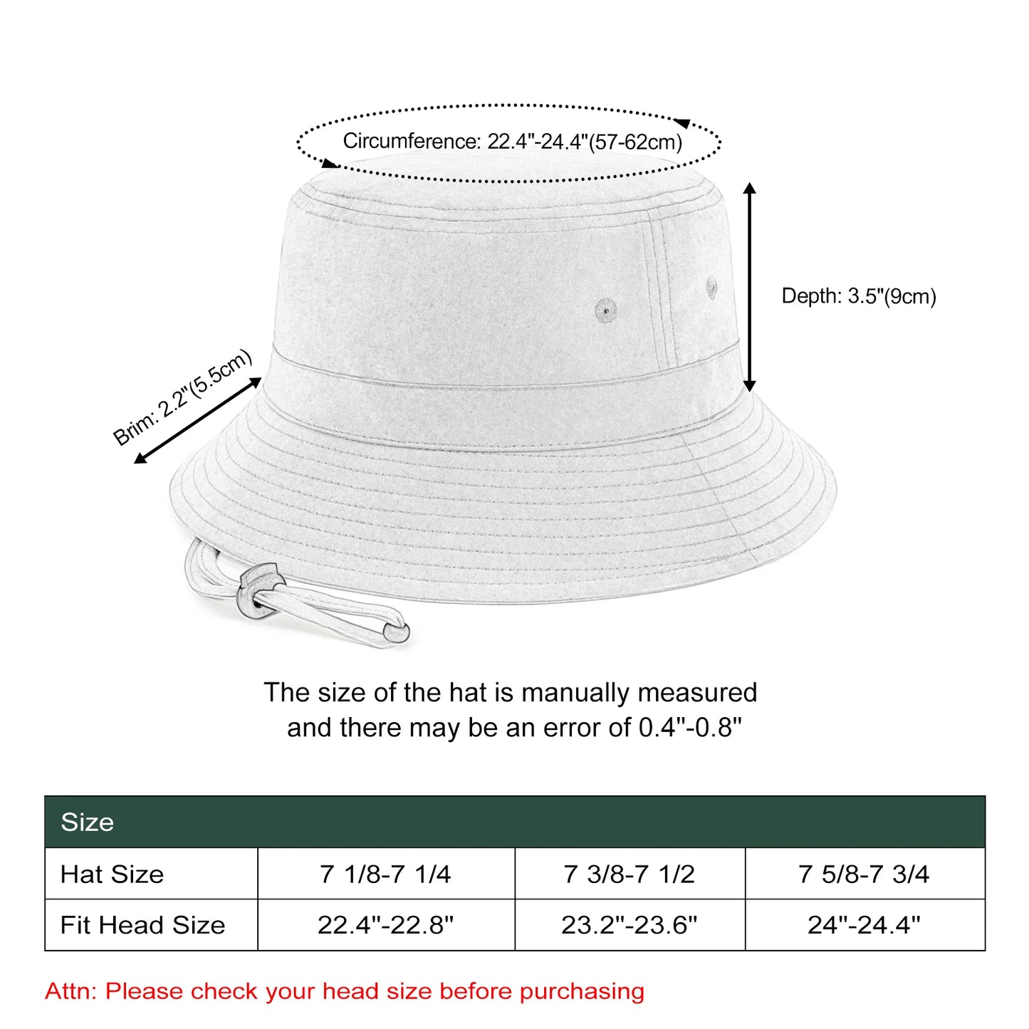 Bucket Hat with Straps Foldable Falt Top Hats