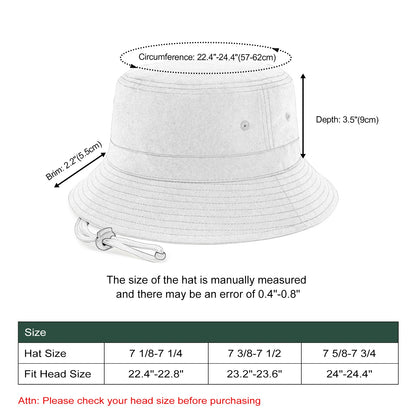 Bucket Hat with Straps Foldable Falt Top Hats