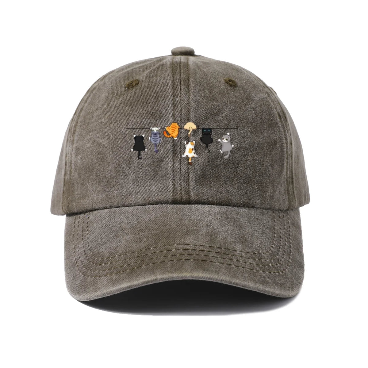 Cats Hanging on Clothesline Graphic Baseball Cap