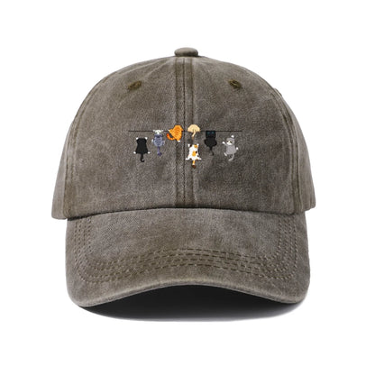 Cats Hanging on Clothesline Graphic Baseball Cap