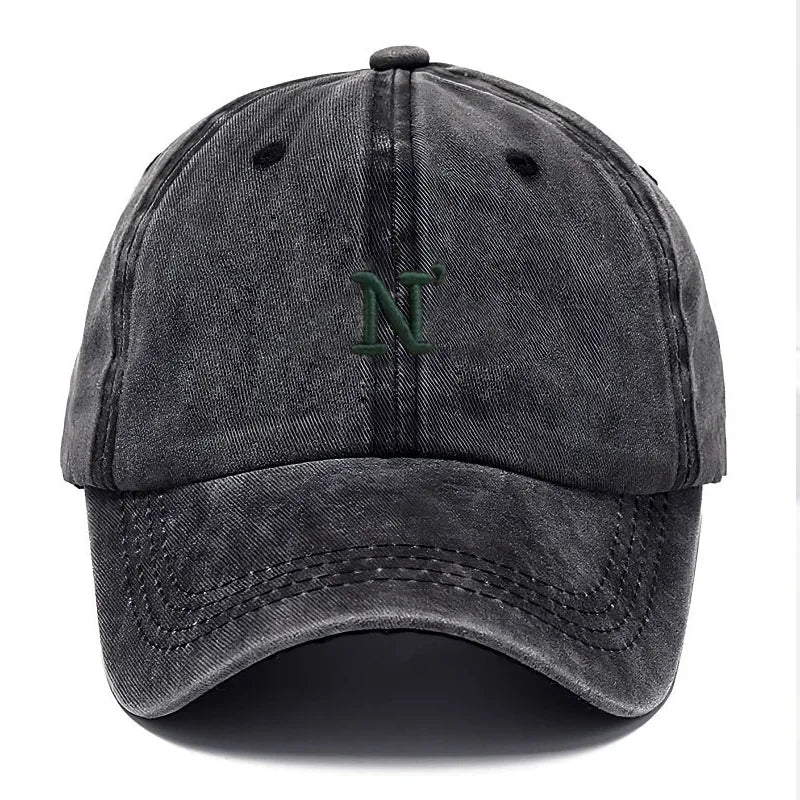 N Unisex Baseball Cap Distressed Fashion Dad Hat Casual Streetwear
