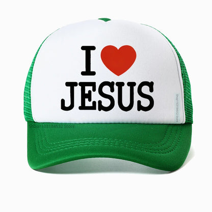 I Love Jesus Print Mesh Breathable Baseball Cap