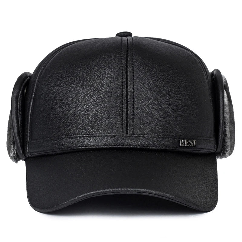 Winter New Men's Hat Imitation Leather Baseball Cap
