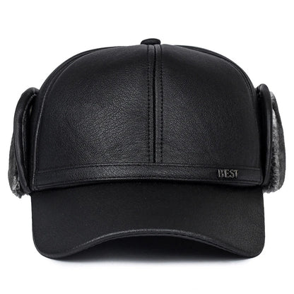 Winter New Men's Hat Imitation Leather Baseball Cap