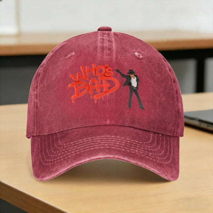 Washed Baseball Cap MJ Who is Bad Michaels Jacksons Baseball Caps