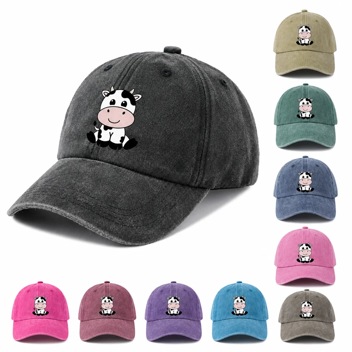 Cute Animal And Love Art Graphic Vintage Washed Baseball Cap