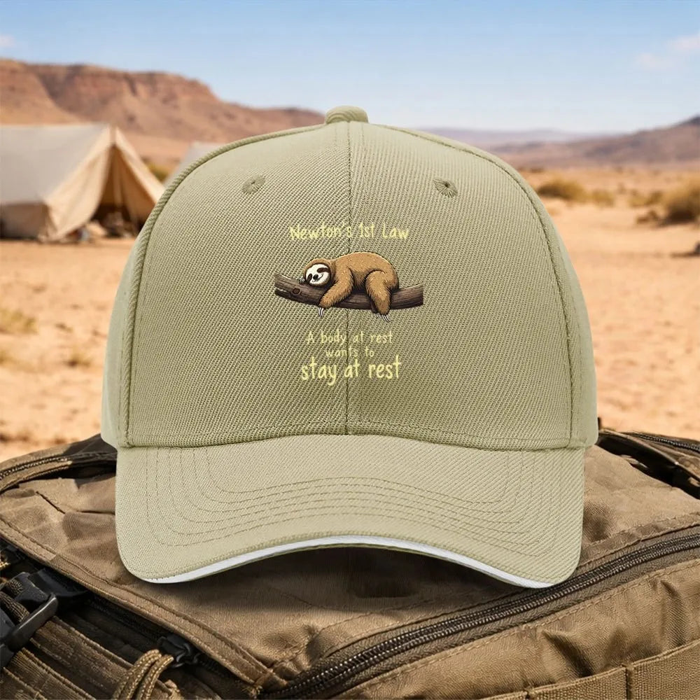 Newton's First Law Sloth Adjustable Baseball Hat