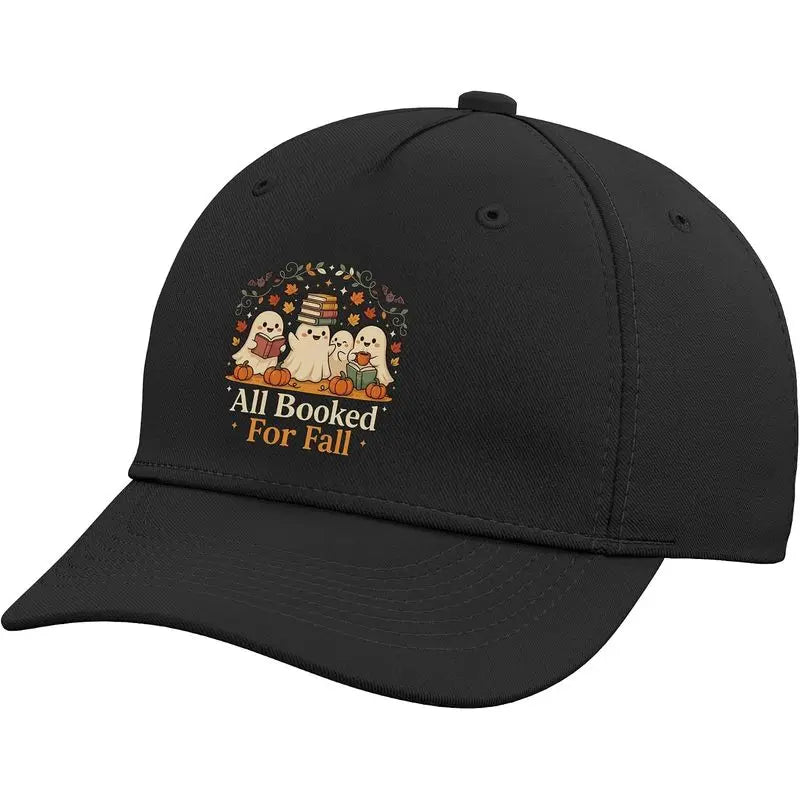All Booked for Fall Halloween Ghost Humor Book Lover's Adjustable Baseball Hat