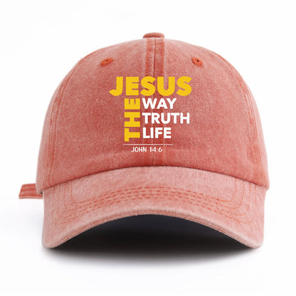 JESUS CROSS Print Washed Baseball Cap