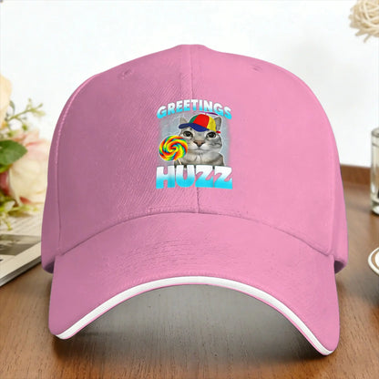 Greetings Huzz Cat Meme Baseball Cap