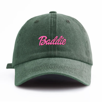 Baddie Print Washed Baseball Cap For Adults