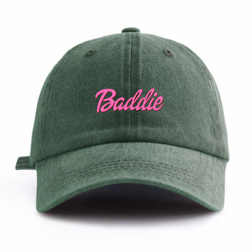 Baddie Print Washed Baseball Cap For Adults
