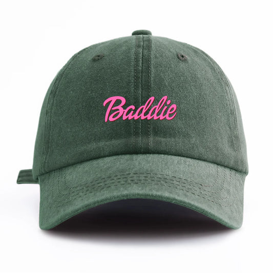 Baddie Print Washed Baseball Cap For Adults