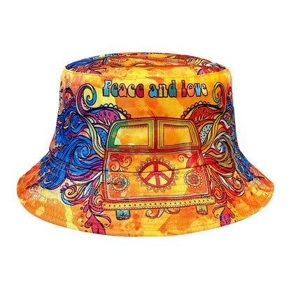 Peace and Love Colorful Fisherman Hat Foldable Fashionable Bucket Hat
