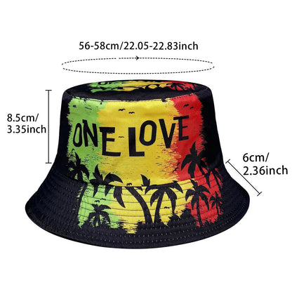 Coconut Tree Silhouette One Love 3D Graphic Fisherman Hat Bucket Hat