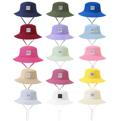 Summer Panama Baby Girls Hat Cute Smile Face Boys Fisherman Hat Baby Bucket Hat for Kids Toddler Bonnets