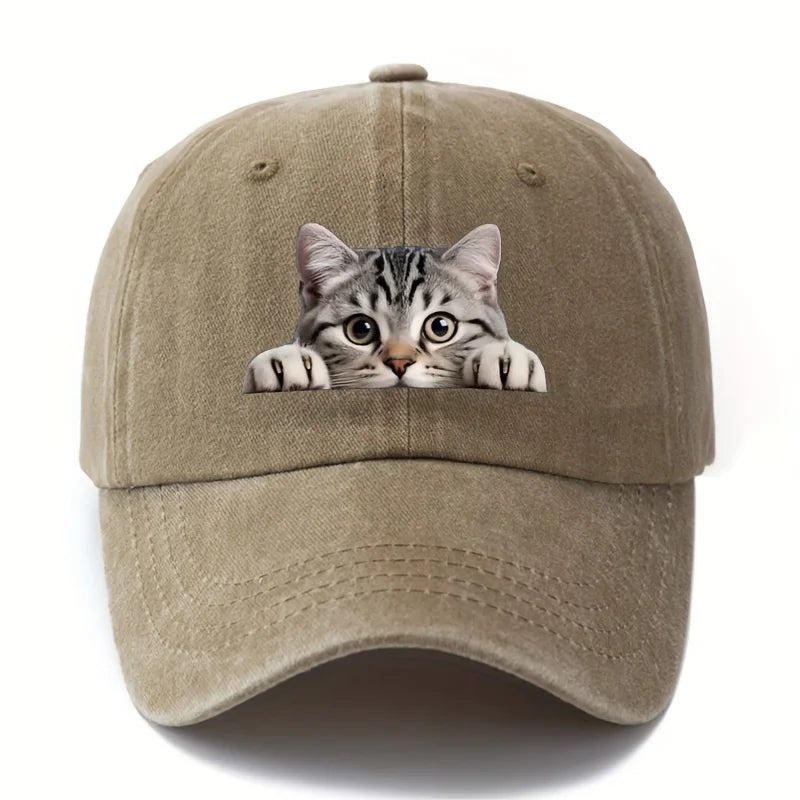 Cartoon Cat Pattern Retro Baseball Cap