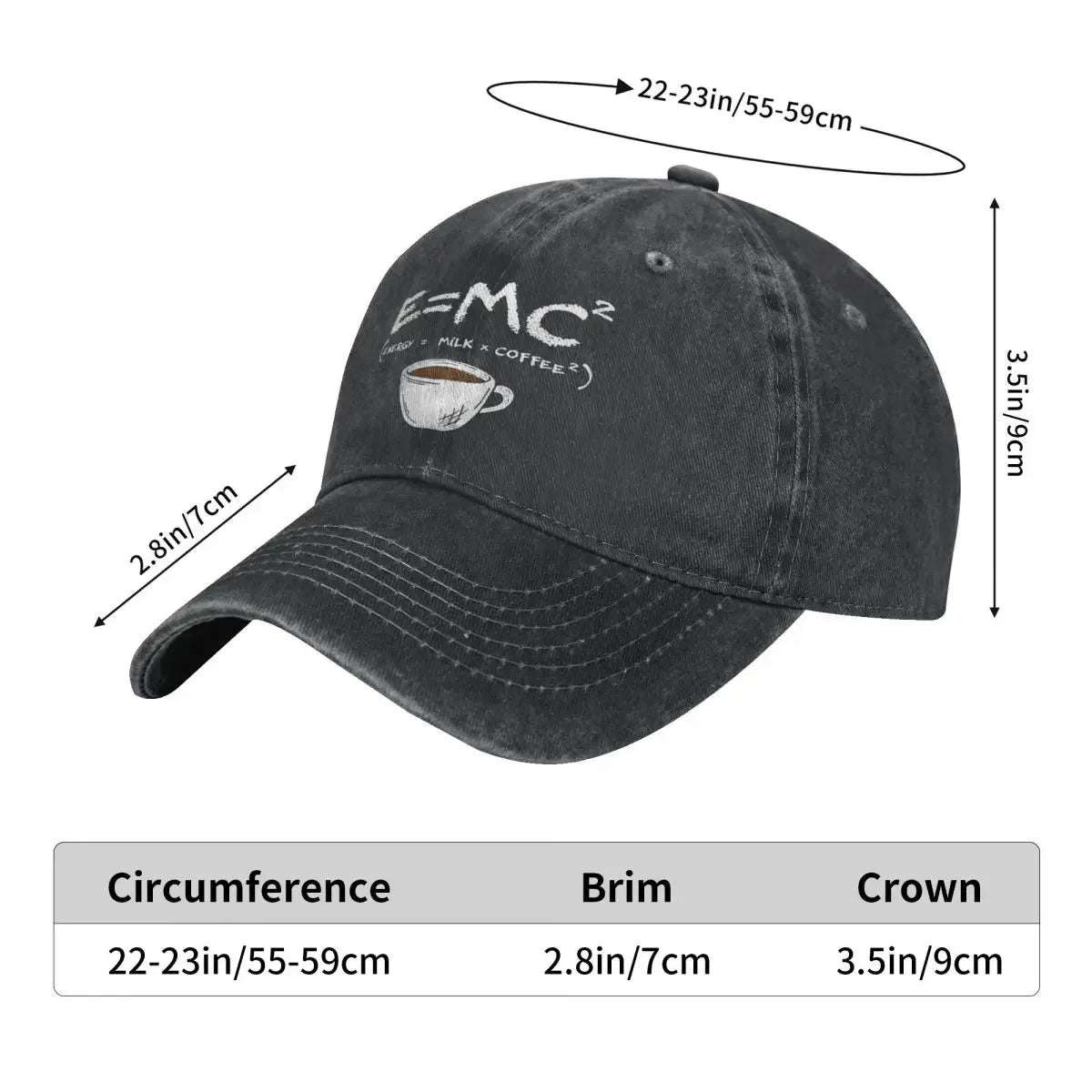 Vintage Energy=Milk+Coffee E=MC Baseball Caps