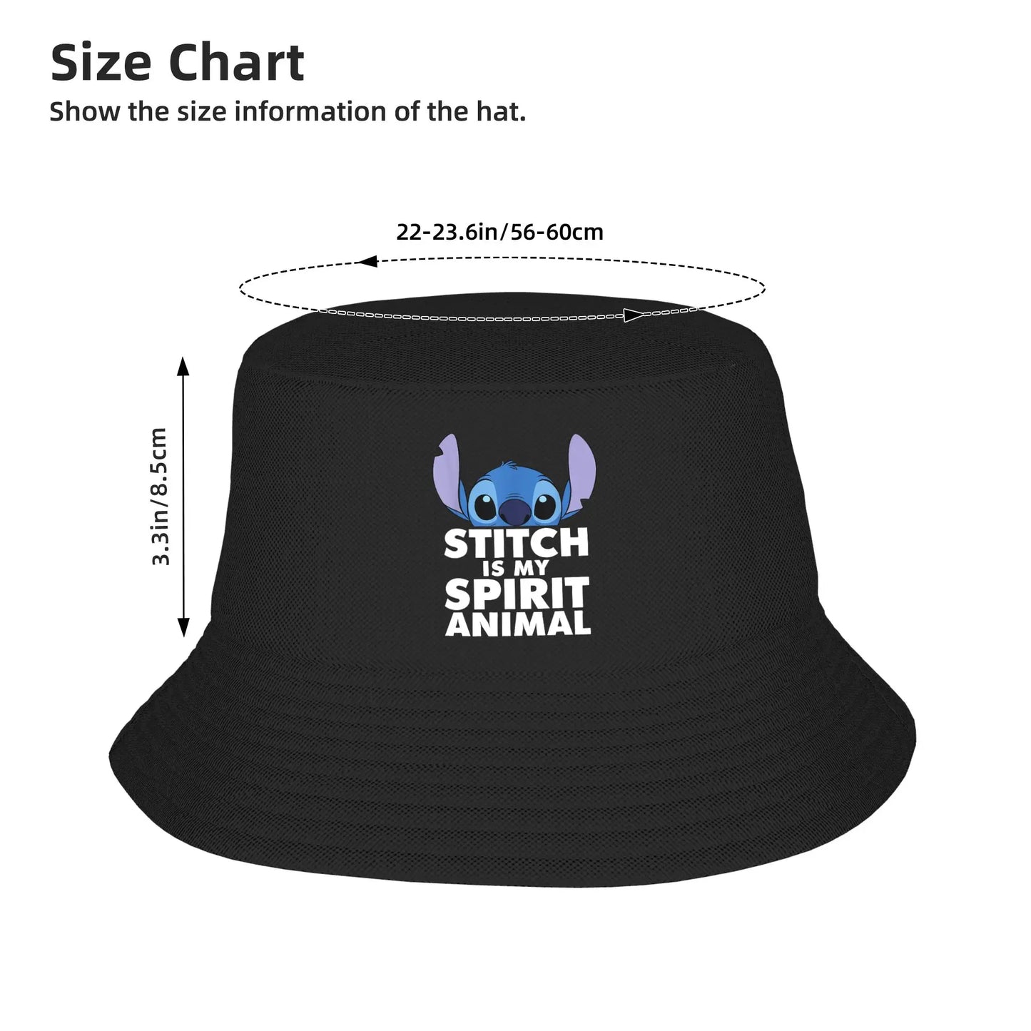 Streetwear Lilo and Stitch Bucket Hat Unisex Packable