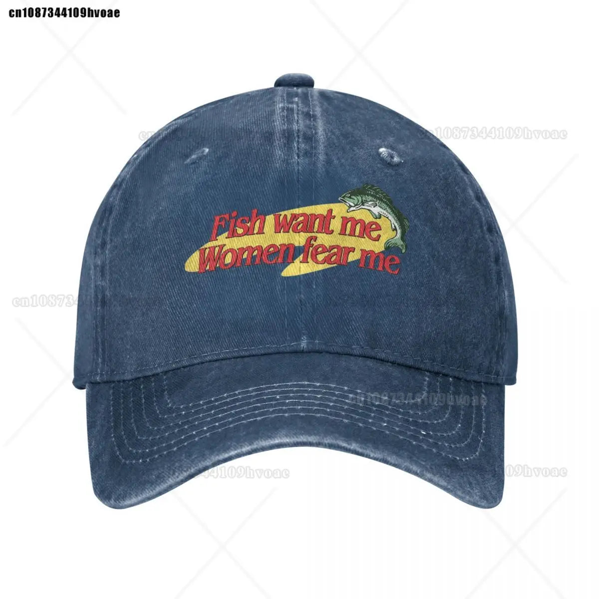 Fish Want Me Women Fear Me Baseball Cap Fashion Distressed Cotton Sun Cap