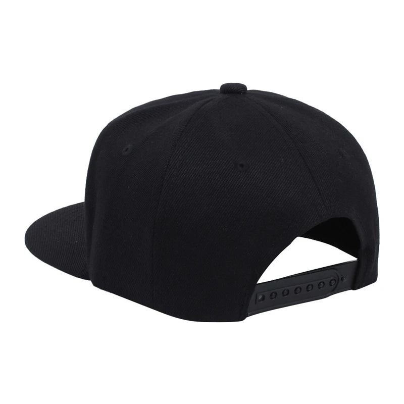 Solid Color Flat Brim Adjustable Hip Hop Men Snapback Cap