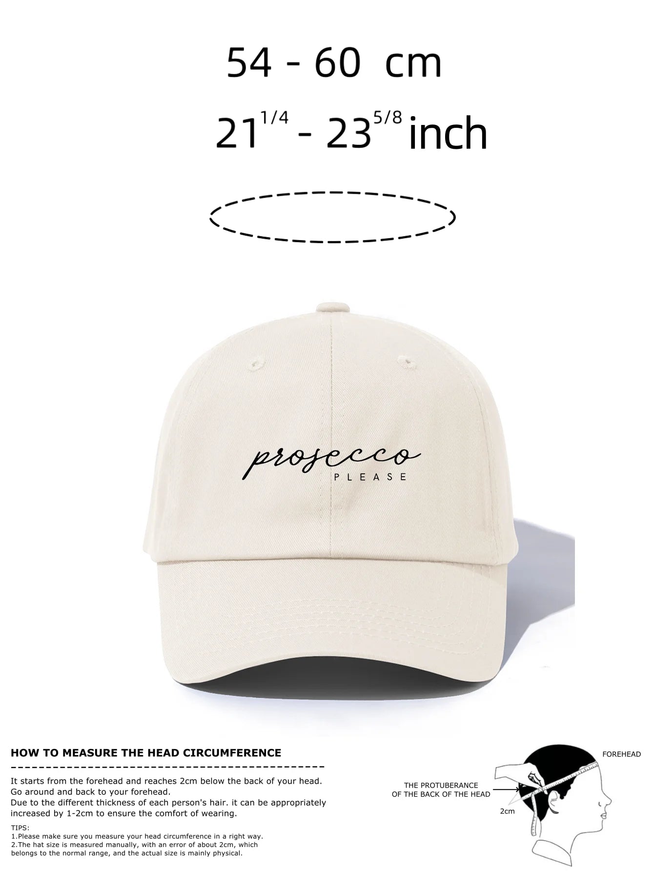 PROSECCO Print Baseball Cap For Adults