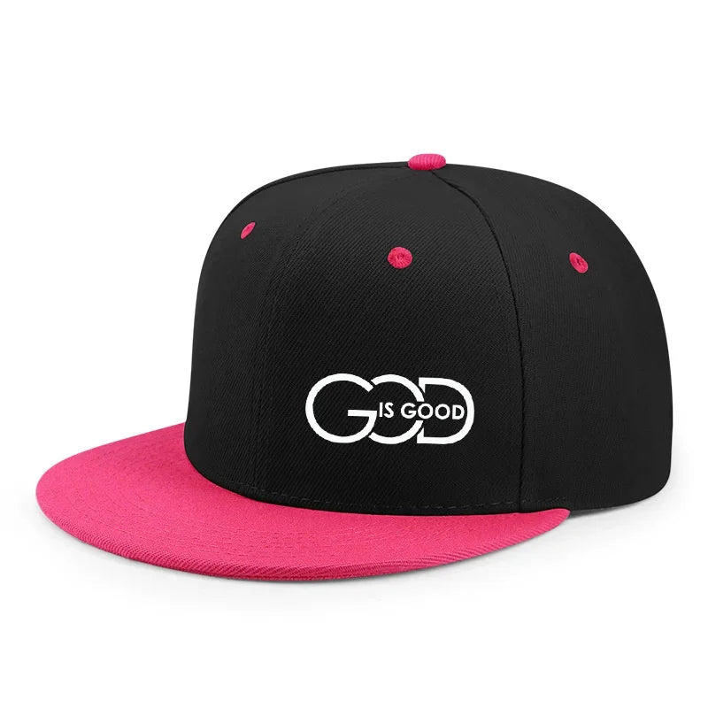 Unisex Adjustable Snapback Cap Street Flat Brim Hat Printed GOD IS GOOD