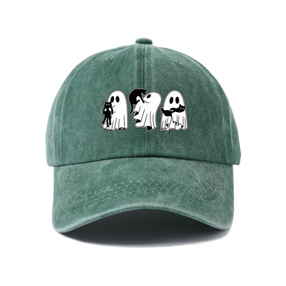 Vintage Washed Ghosts Holding Black Cats Graphic Baseball Cap