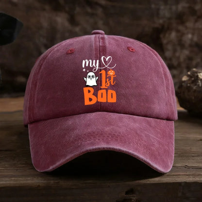 Baseball Cap Ghost Pumpkin Heart Graphic