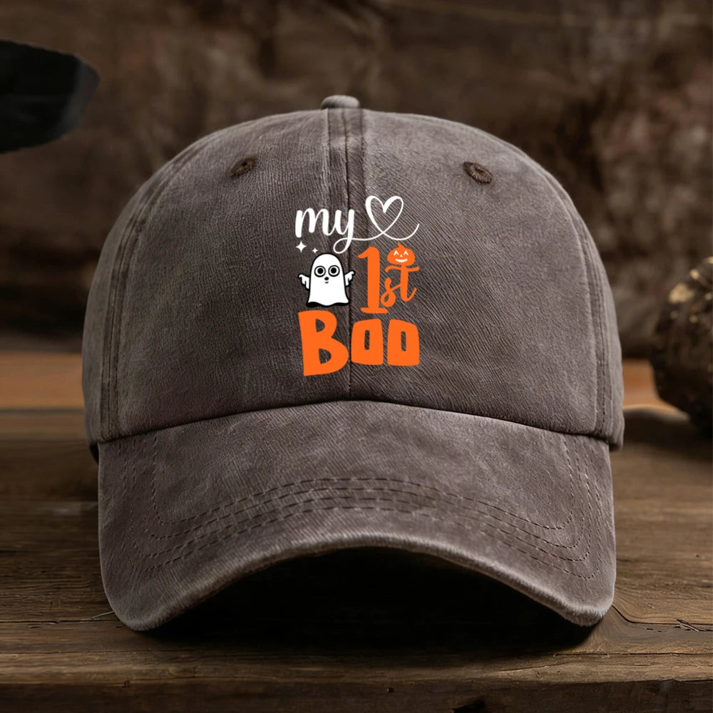 Baseball Cap Ghost Pumpkin Heart Graphic