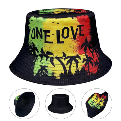 Coconut Tree Silhouette One Love 3D Graphic Fisherman Hat Bucket Hat