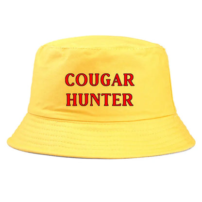 Cougar Hunter Bucket Hat Funny Retro Vibes Printed Sun Hat For Men Women