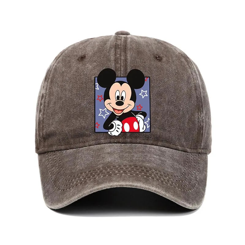 Retro Washed Mickey Mouse Print Baseball Cap